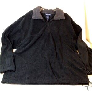 Benzene Jacket Mens L Black w/Green 1/4 Zip Long Sleeve Fleece Casual Warm New